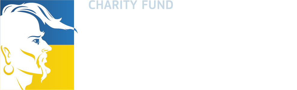 Logo in English, white text
